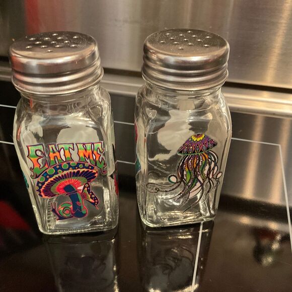 Decorated Salt Pepper Shakers Psychedelic Groovy Retro Hippie Style - Picture 5 of 5